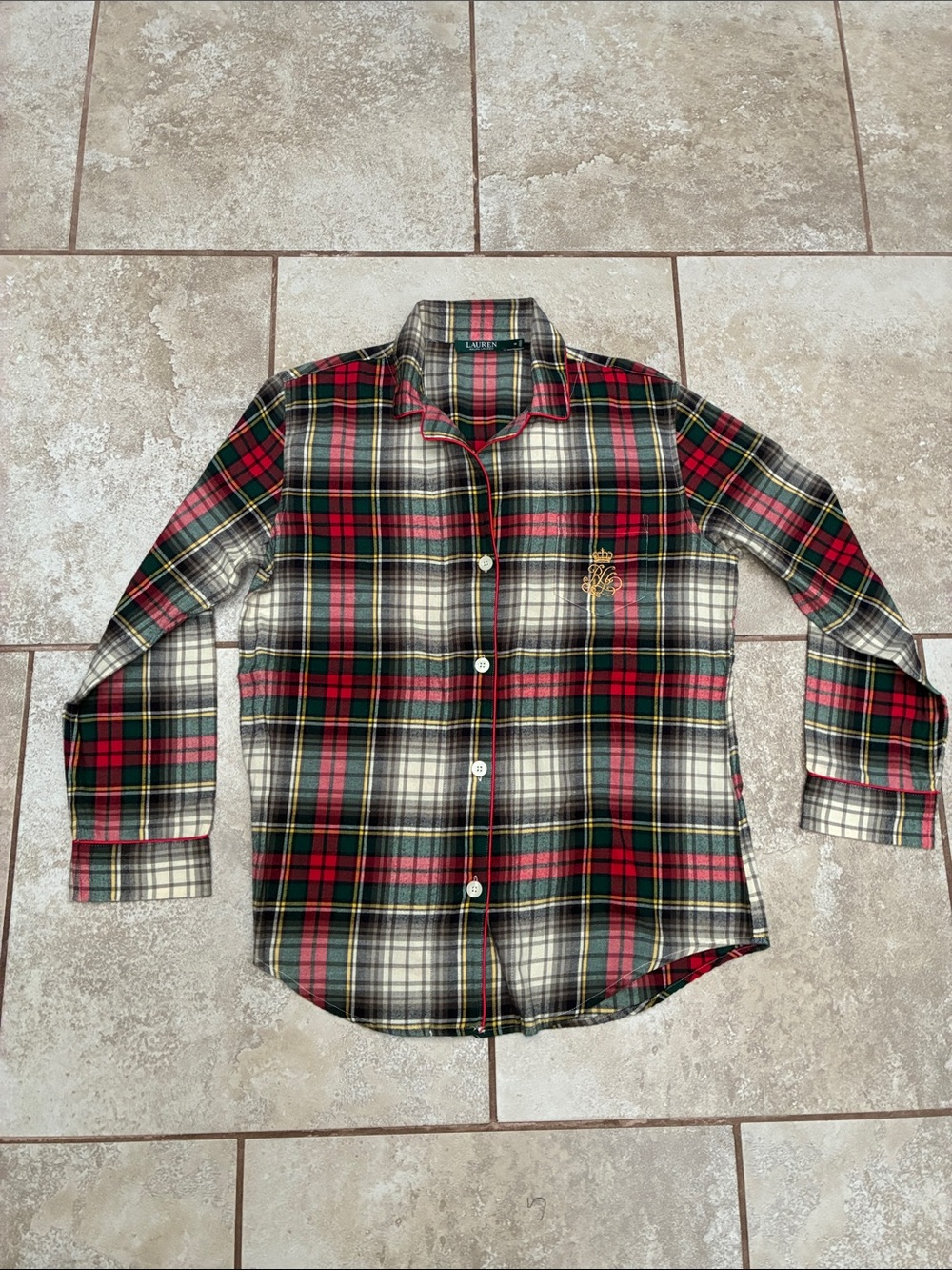 Ralph Lauren Red, Green & Cream Plaid Button-Front Shirt